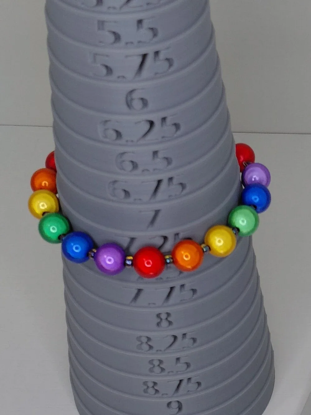 Hand Crafted Bright Rainbow Pearl Bead Stretch Bracelet 7.75 Inch